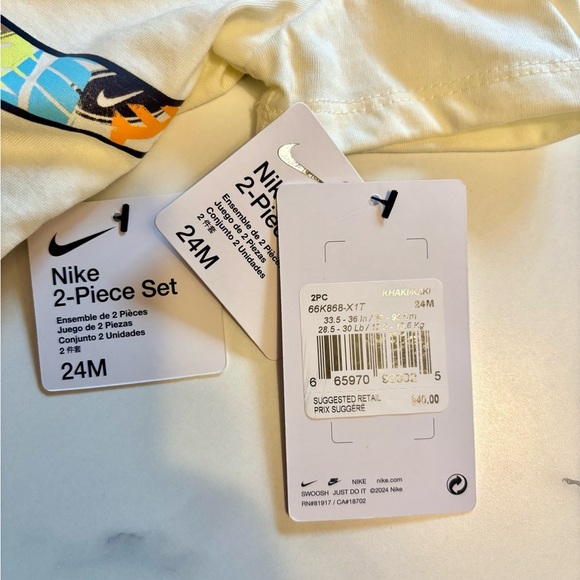 Nike Kids Cream Graphic T-Shirt and Tan Shorts Set | 24 months | NWT - Picture 6 of 6